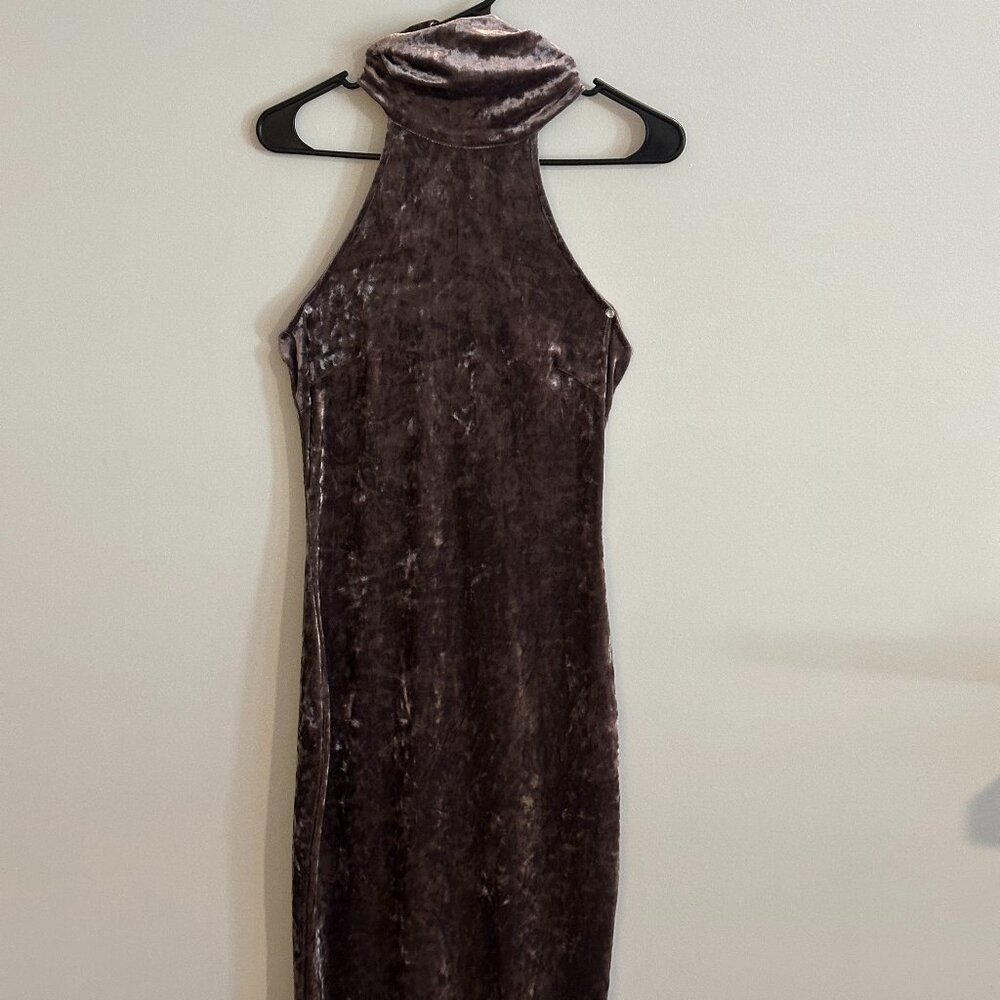 Gray Bodycon Backless Dress with Halter Neck for Night Out